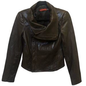 ALICE + OLIVIA Black Leather Biker Jacket size small